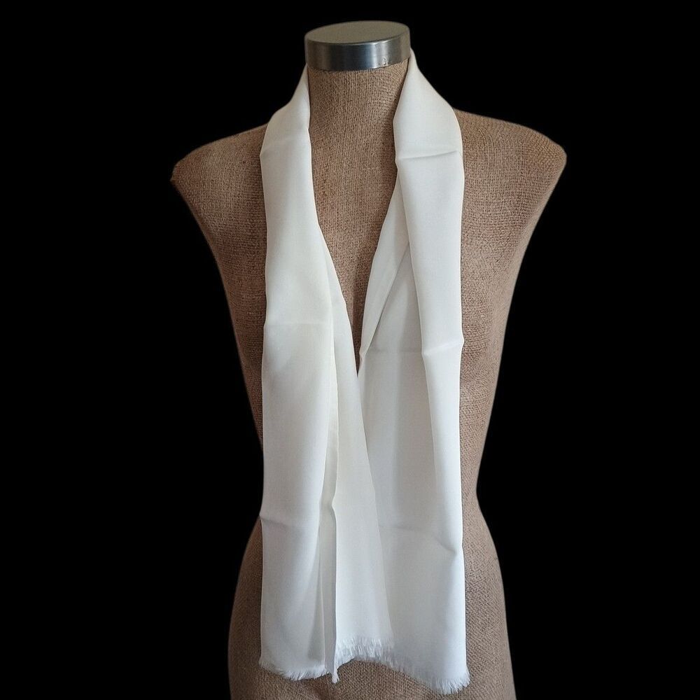 CHRISTIAN DIOR Long Silk Scarf Ivory Unisex Classic Designer Money New